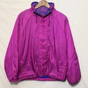 Vintage 90s Pacific Trail Windbreaker Jacket Womens L Pink Purple Fleece Lined